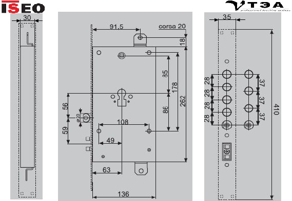 Схема замка ISEO 28X1R Easy от компании ТЭА