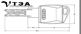 чертеж ключа с пластиковой головкой evva 3 ks